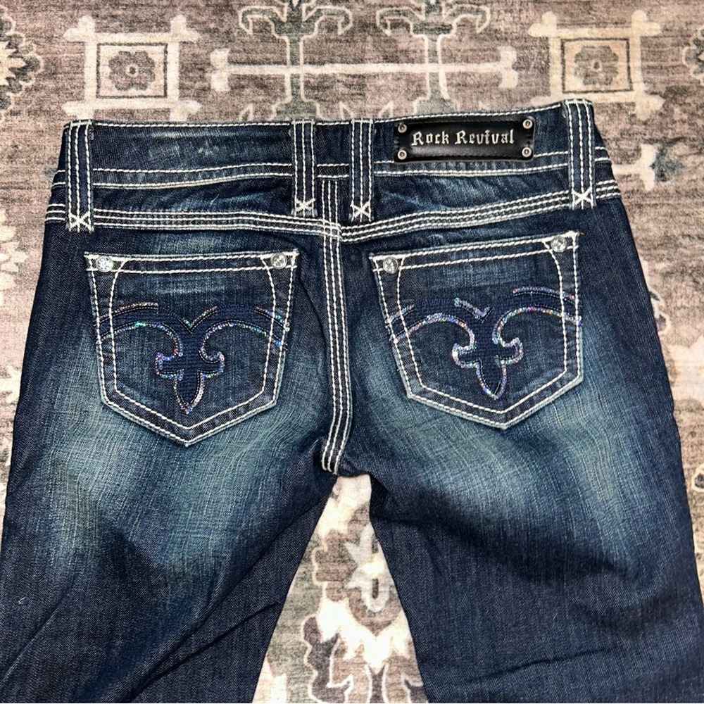 Rock Revival Women's Dark Blue Embroidered Jeans